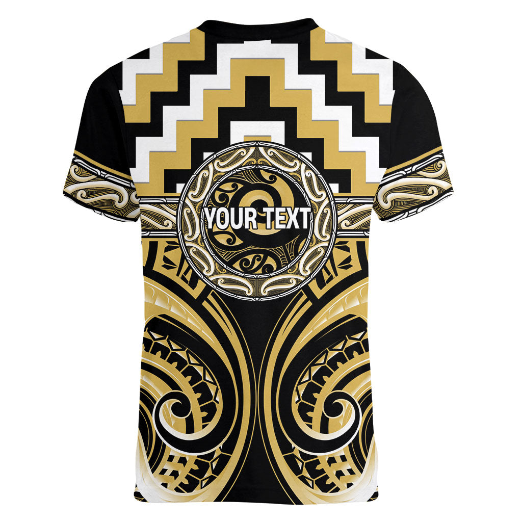 Aotearoa Ngati Tama Personalised Women V-Neck T-Shirt Maori Iwi Poutama Puhoro Tattoo LT14 - Polynesian Pride