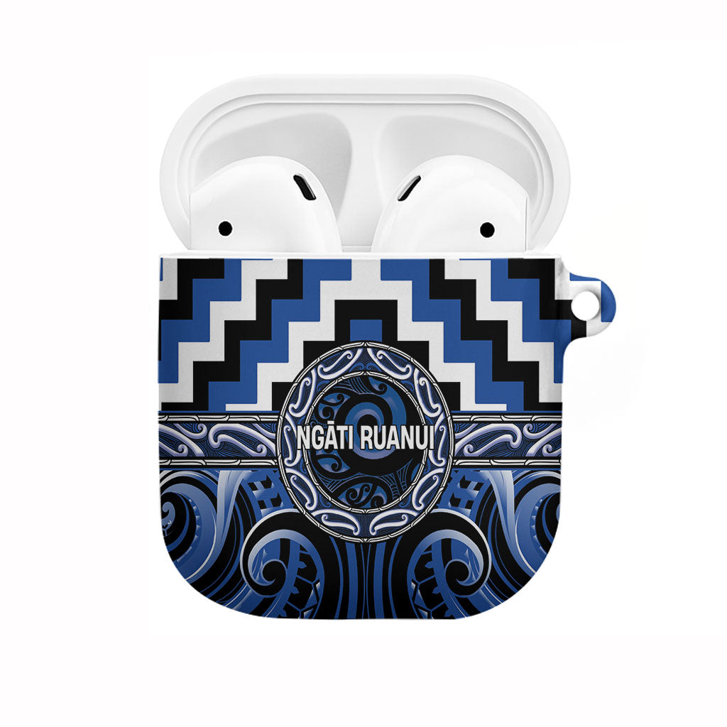 Aotearoa Ngati Ruanui AirPods Case Maori Iwi Poutama Puhoro Tattoo LT14 Blue - Polynesian Pride
