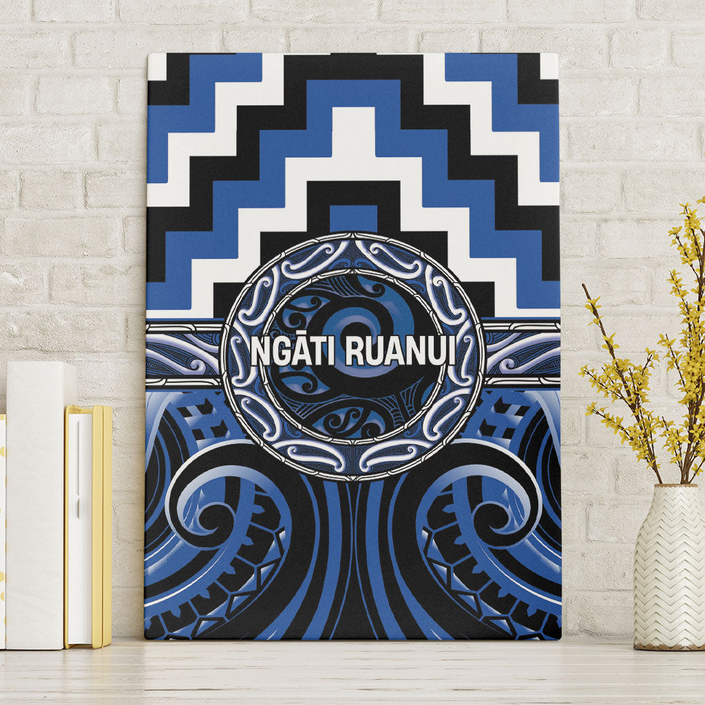 Aotearoa Ngati Ruanui Canvas Wall Art Maori Iwi Poutama Puhoro Tattoo LT14 Without Frame Blue - Polynesian Pride