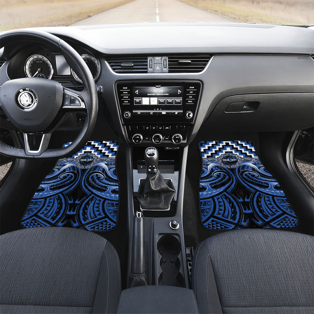 Aotearoa Ngati Ruanui Personalised Car Mats Maori Iwi Poutama Puhoro Tattoo LT14 Set 2pcs - Front Blue - Polynesian Pride