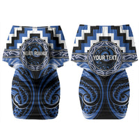 Aotearoa Ngati Ruanui Personalised Couples Matching Off Shoulder Short Dress and Long Sleeve Button Shirt Maori Iwi Poutama Puhoro Tattoo LT14 - Polynesian Pride