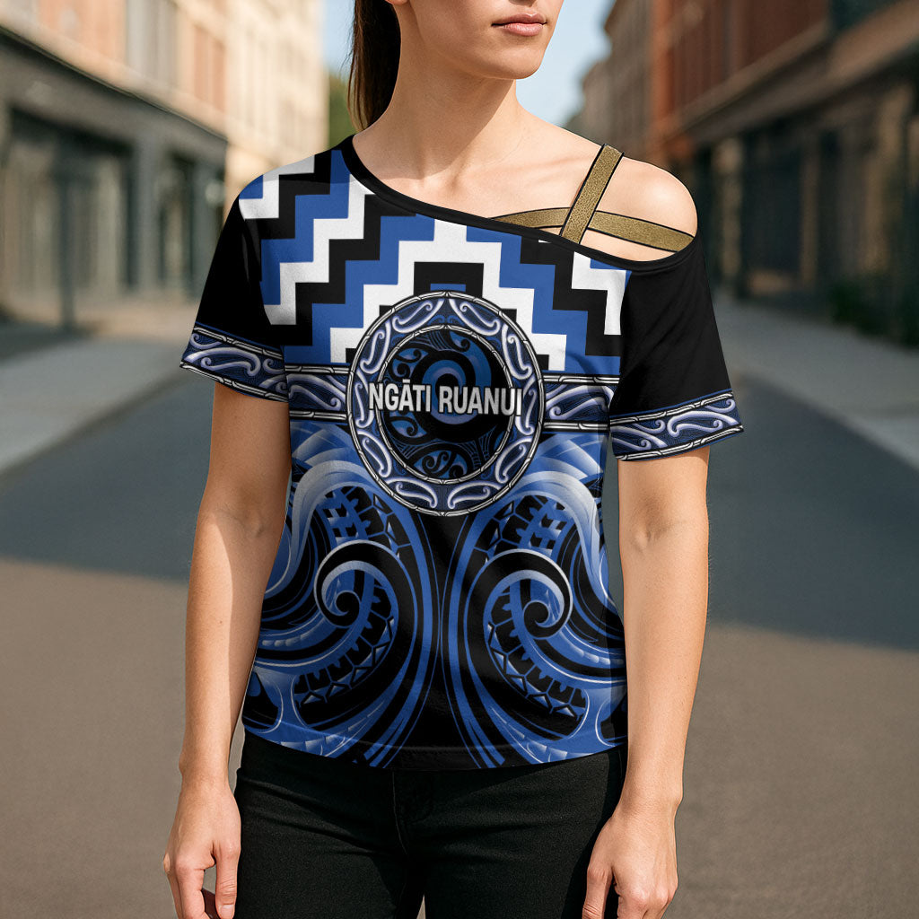 Aotearoa Ngati Ruanui Personalised Cross Shoulder Shirt Maori Iwi Poutama Puhoro Tattoo LT14 - Polynesian Pride