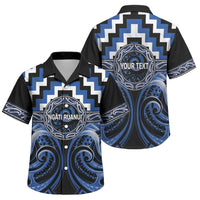 Aotearoa Ngati Ruanui Personalised Family Matching Summer Maxi Dress and Hawaiian Shirt Maori Iwi Poutama Puhoro Tattoo LT14 Son's Shirt Blue - Polynesian Pride