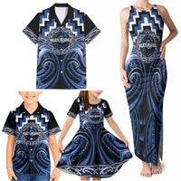 Aotearoa Ngati Ruanui Personalised Family Matching Tank Maxi Dress and Hawaiian Shirt Maori Iwi Poutama Puhoro Tattoo LT14 - Polynesian Pride