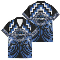 Aotearoa Ngati Ruanui Personalised Family Matching Tank Maxi Dress and Hawaiian Shirt Maori Iwi Poutama Puhoro Tattoo LT14 Dad's Shirt - Short Sleeve Blue - Polynesian Pride