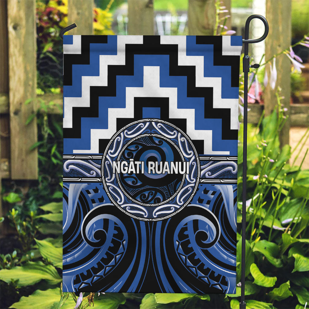 Aotearoa Ngati Ruanui Garden Flag Maori Iwi Poutama Puhoro Tattoo LT14 Garden Flag Blue - Polynesian Pride