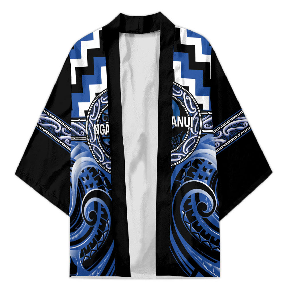 Aotearoa Ngati Ruanui Personalised Kimono Maori Iwi Poutama Puhoro Tattoo LT14 Unisex Blue - Polynesian Pride