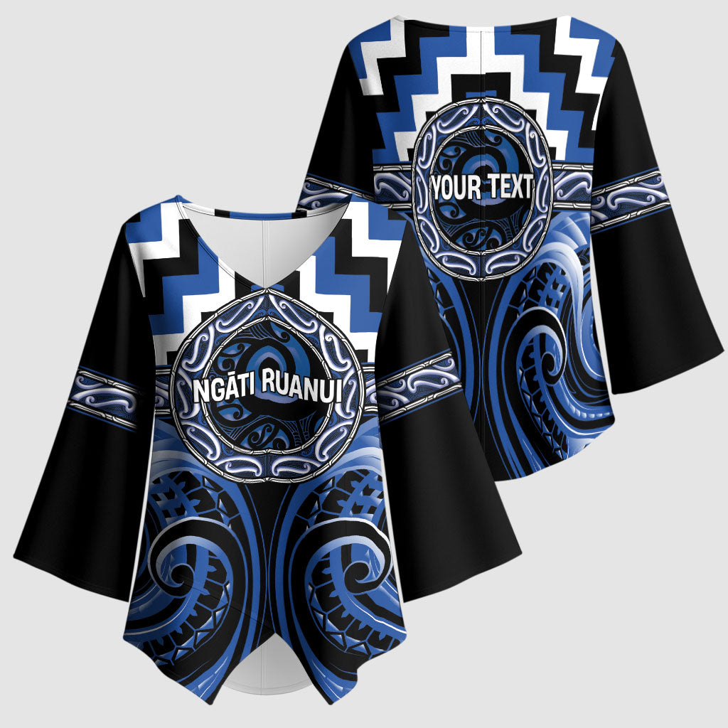 Aotearoa Ngati Ruanui Personalised Kimono Sleeve Blouse Maori Iwi Poutama Puhoro Tattoo LT14 - Polynesian Pride