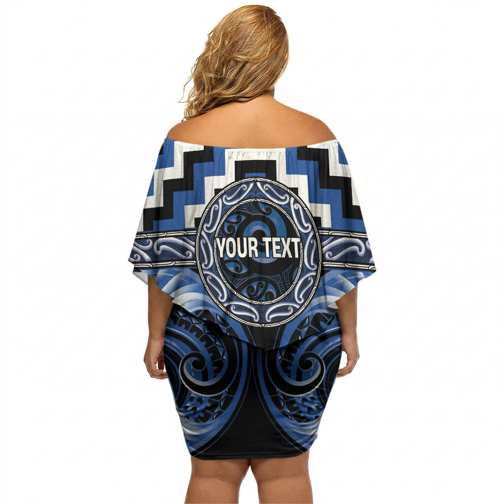 Aotearoa Ngati Ruanui Personalised Off Shoulder Short Dress Maori Iwi Poutama Puhoro Tattoo LT14 - Polynesian Pride