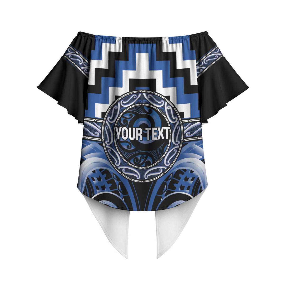 Aotearoa Ngati Ruanui Personalised Off Shoulder Wrap Waist Top Maori Iwi Poutama Puhoro Tattoo LT14 - Polynesian Pride