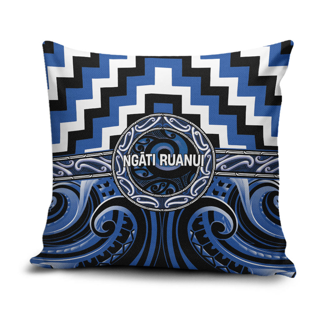 Aotearoa Ngati Ruanui Pillow Cover Maori Iwi Poutama Puhoro Tattoo LT14 Blue - Polynesian Pride