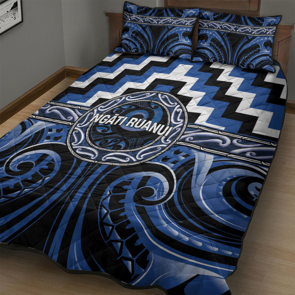 Aotearoa Ngati Ruanui Quilt Bed Set Maori Iwi Poutama Puhoro Tattoo LT14 - Polynesian Pride