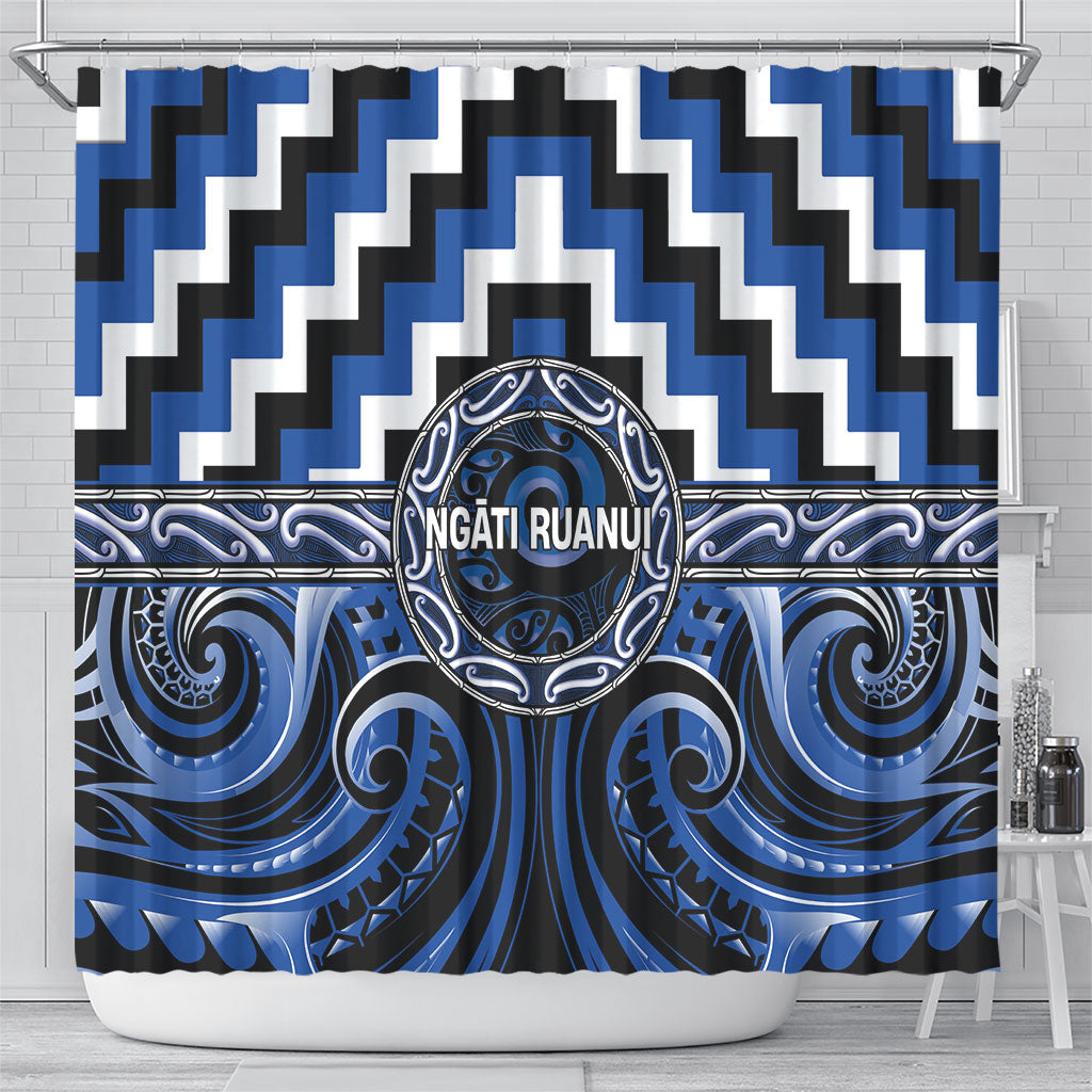 Aotearoa Ngati Ruanui Shower Curtain Maori Iwi Poutama Puhoro Tattoo LT14 - Polynesian Pride