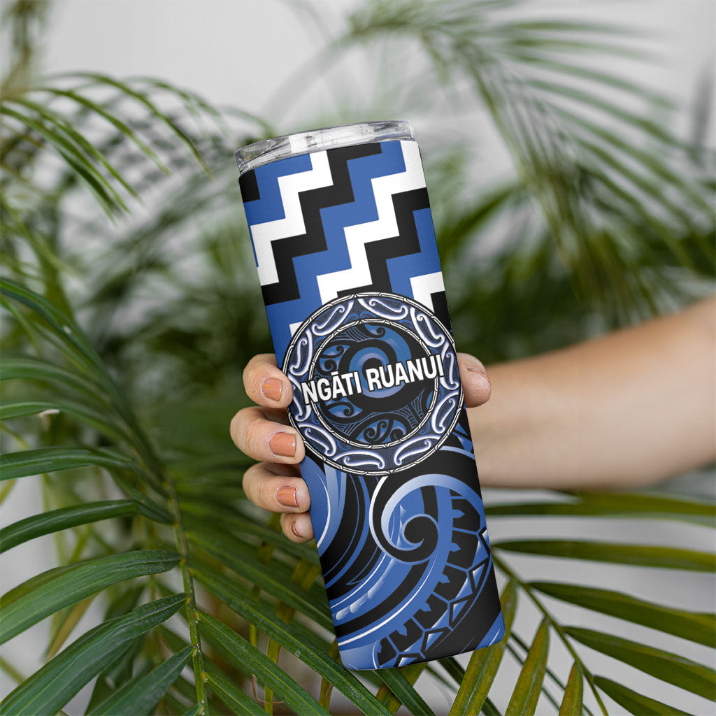 Aotearoa Ngati Ruanui Personalised Skinny Tumbler Maori Iwi Poutama Puhoro Tattoo LT14 - Polynesian Pride