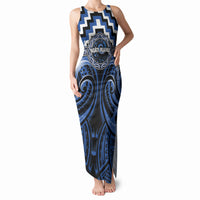 Aotearoa Ngati Ruanui Personalised Tank Maxi Dress Maori Iwi Poutama Puhoro Tattoo LT14 Women Blue - Polynesian Pride