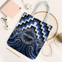 Aotearoa Ngati Ruanui Tote Bag Maori Iwi Poutama Puhoro Tattoo LT14 White Strap One Size Blue - Polynesian Pride