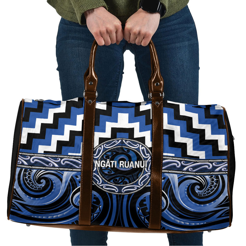 Aotearoa Ngati Ruanui Travel Bag Maori Iwi Poutama Puhoro Tattoo LT14 Blue - Polynesian Pride