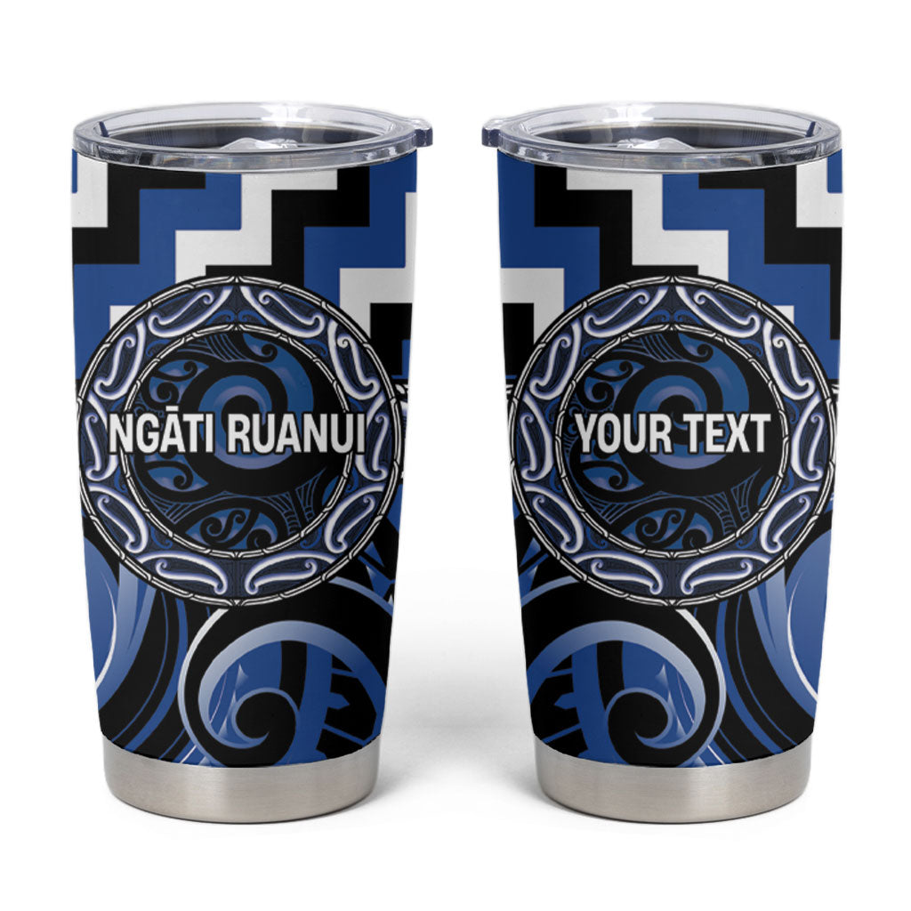 Aotearoa Ngati Ruanui Personalised Tumbler Cup Maori Iwi Poutama Puhoro Tattoo LT14 Blue - Polynesian Pride
