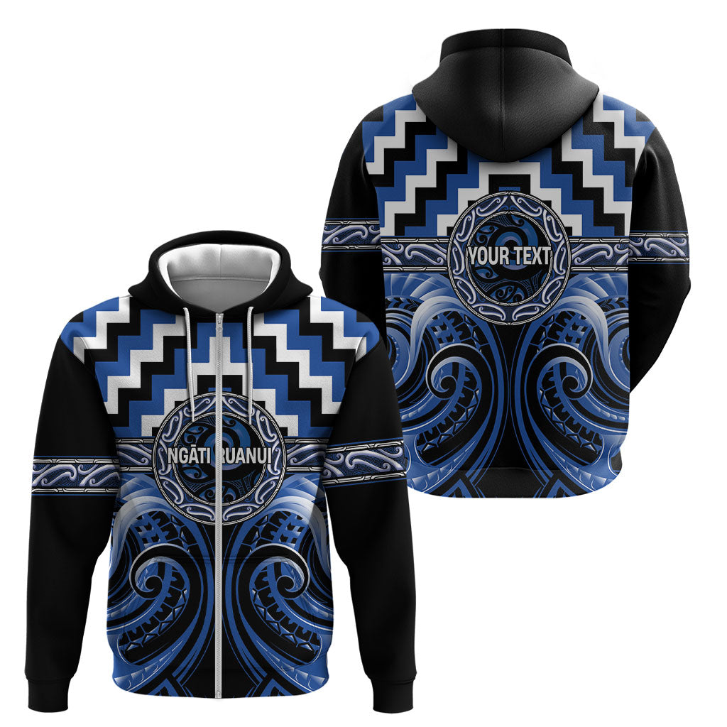 Aotearoa Ngati Ruanui Personalised Zip Hoodie Maori Iwi Poutama Puhoro Tattoo LT14 - Polynesian Pride