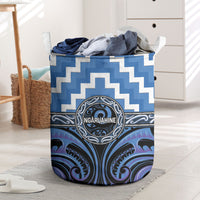 Aotearoa Ngaruahine Laundry Basket Maori Iwi Poutama Puhoro Tattoo LT14 Blue - Polynesian Pride