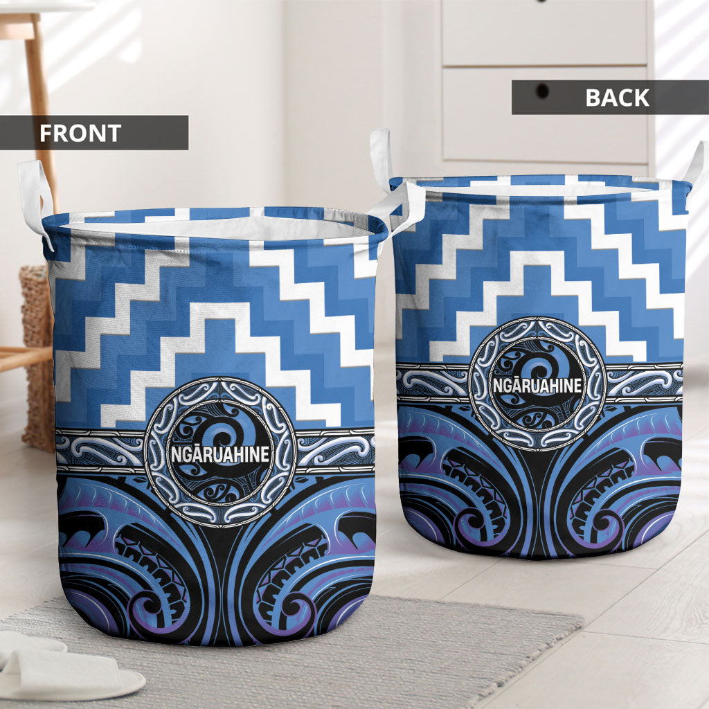 Aotearoa Ngaruahine Laundry Basket Maori Iwi Poutama Puhoro Tattoo LT14 - Polynesian Pride