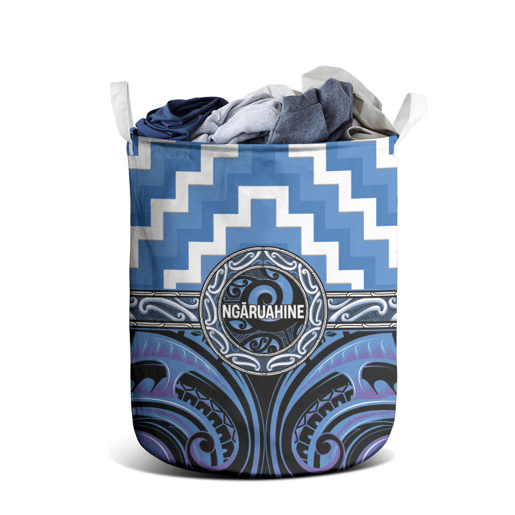 Aotearoa Ngaruahine Laundry Basket Maori Iwi Poutama Puhoro Tattoo LT14 - Polynesian Pride