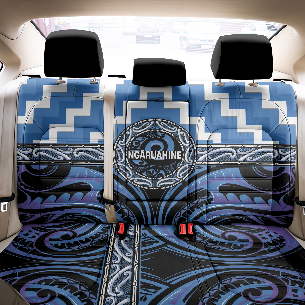 Aotearoa Ngaruahine Back Car Seat Cover Maori Iwi Poutama Puhoro Tattoo LT14 - Polynesian Pride