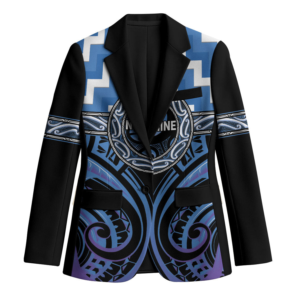 Aotearoa Ngaruahine Personalised Blazer Maori Iwi Poutama Puhoro Tattoo LT14 Unisex Blue - Polynesian Pride