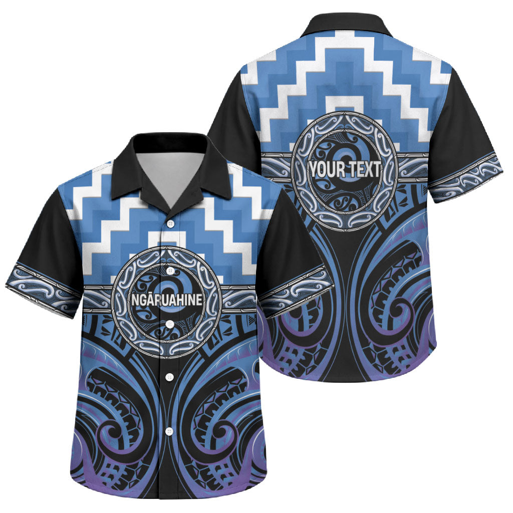 Aotearoa Ngaruahine Personalised Family Matching Summer Maxi Dress and Hawaiian Shirt Maori Iwi Poutama Puhoro Tattoo LT14 Son's Shirt Blue - Polynesian Pride