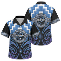 Aotearoa Ngaruahine Personalised Family Matching Tank Maxi Dress and Hawaiian Shirt Maori Iwi Poutama Puhoro Tattoo LT14 Son's Shirt Blue - Polynesian Pride
