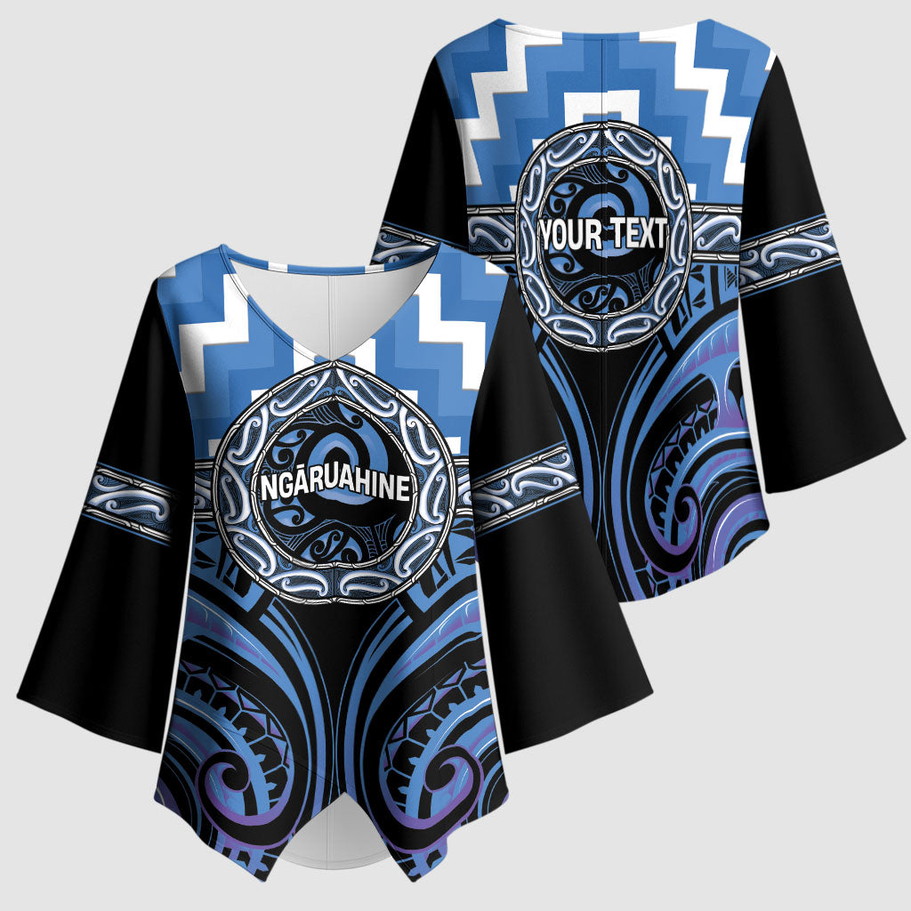 Aotearoa Ngaruahine Personalised Kimono Sleeve Blouse Maori Iwi Poutama Puhoro Tattoo LT14 - Polynesian Pride
