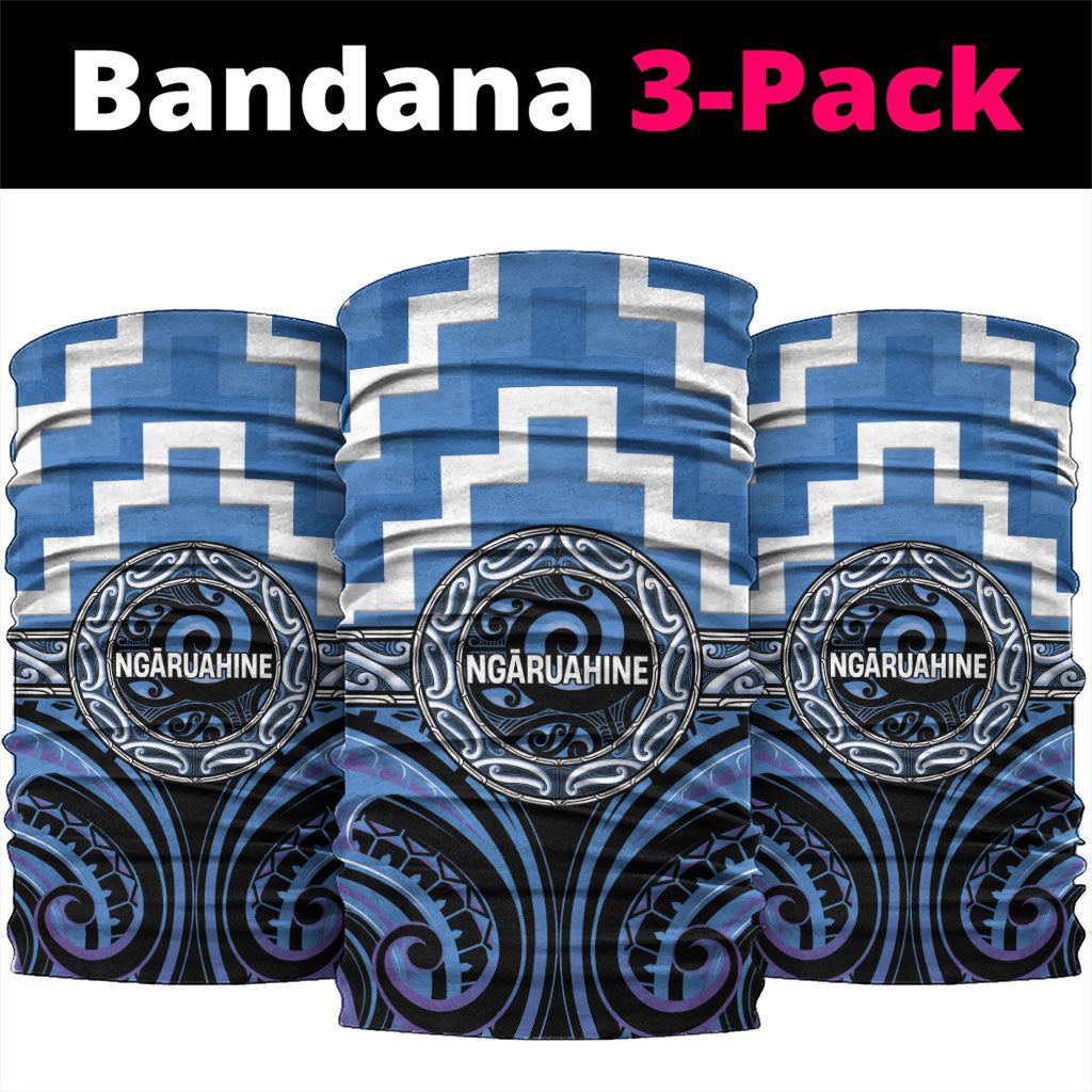 Aotearoa Ngaruahine Neck Gaiter Maori Iwi Poutama Puhoro Tattoo LT14 package One Size: 25*50cm Blue - Polynesian Pride