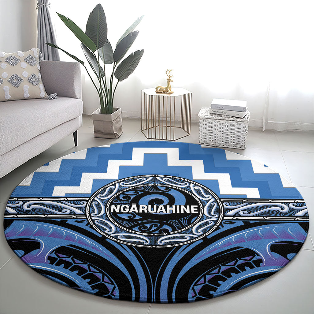 Aotearoa Ngaruahine Round Carpet Maori Iwi Poutama Puhoro Tattoo LT14 - Polynesian Pride