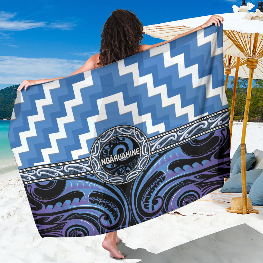 Aotearoa Ngaruahine Sarong Maori Iwi Poutama Puhoro Tattoo LT14 One Size 44 x 66 inches Blue - Polynesian Pride