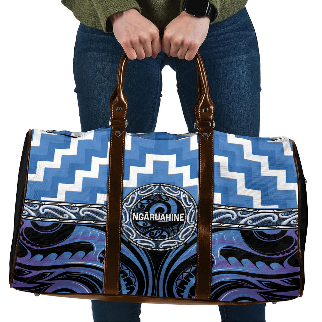 Aotearoa Ngaruahine Travel Bag Maori Iwi Poutama Puhoro Tattoo LT14 Blue - Polynesian Pride