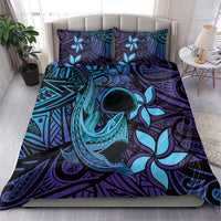 Nukuoro Atoll Bedding Set Polynesian Shark Tattoo Purple Gradient Vibes