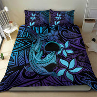 Nukuoro Atoll Bedding Set Polynesian Shark Tattoo Purple Gradient Vibes