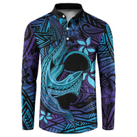 Nukuoro Atoll Button Sweatshirt Polynesian Shark Tattoo Purple Gradient Vibes LT14 Purple - Polynesian Pride
