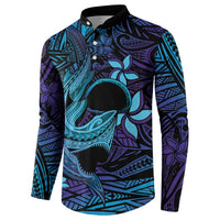 Nukuoro Atoll Button Sweatshirt Polynesian Shark Tattoo Purple Gradient Vibes LT14 - Polynesian Pride
