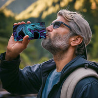 Nukuoro Atoll 4 in 1 Can Cooler Tumbler Polynesian Shark Tattoo Purple Gradient Vibes