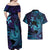 Nukuoro Atoll Couples Matching Off Shoulder Maxi Dress and Hawaiian Shirt Polynesian Shark Tattoo Purple Gradient Vibes