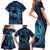 Nukuoro Atoll Family Matching Short Sleeve Bodycon Dress and Hawaiian Shirt Polynesian Shark Tattoo Purple Gradient Vibes