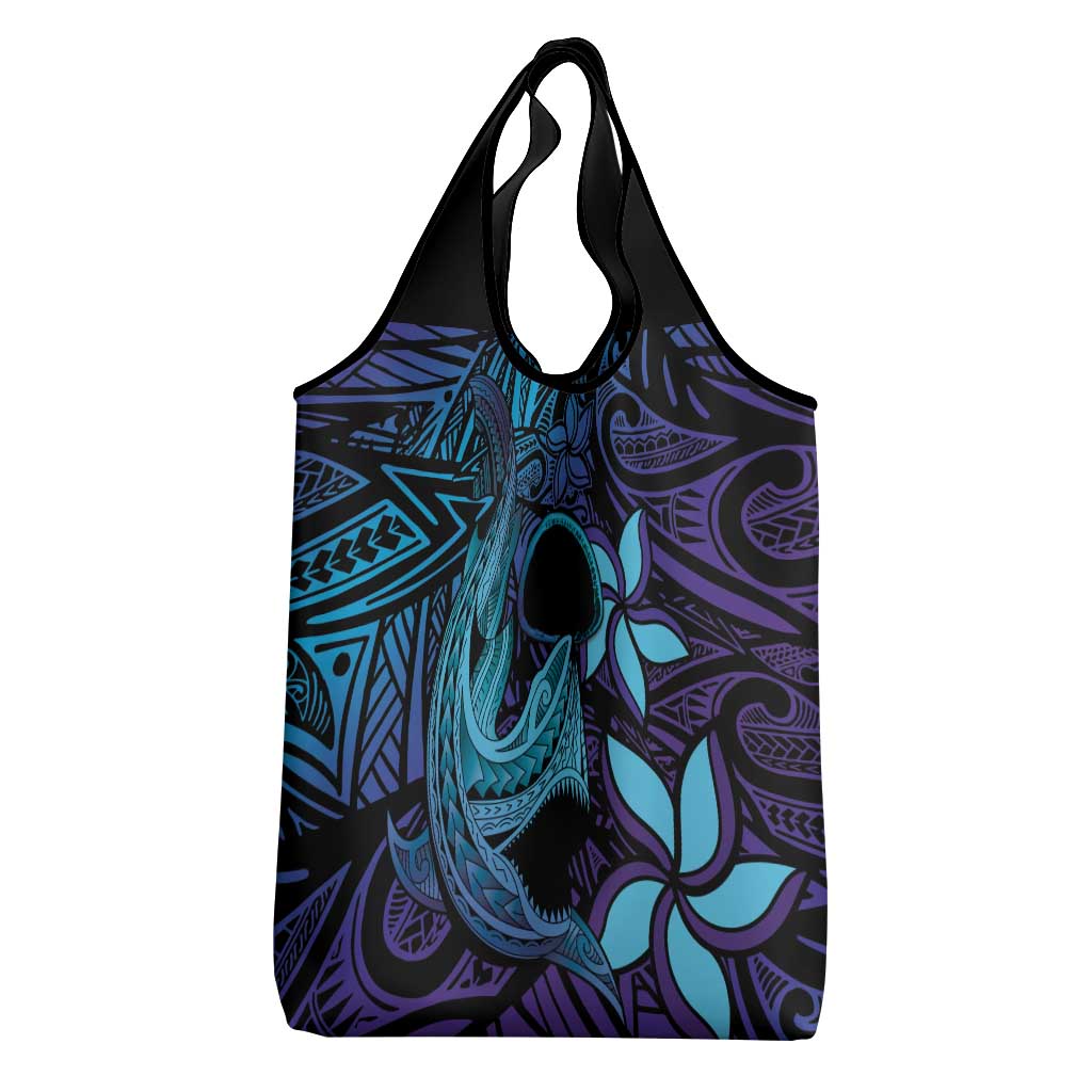 Nukuoro Atoll Grocery Bag Polynesian Shark Tattoo Purple Gradient Vibes LT14 - Polynesian Pride