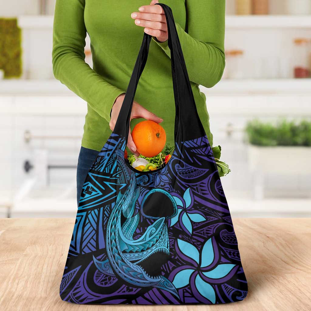 Nukuoro Atoll Grocery Bag Polynesian Shark Tattoo Purple Gradient Vibes LT14 - Polynesian Pride