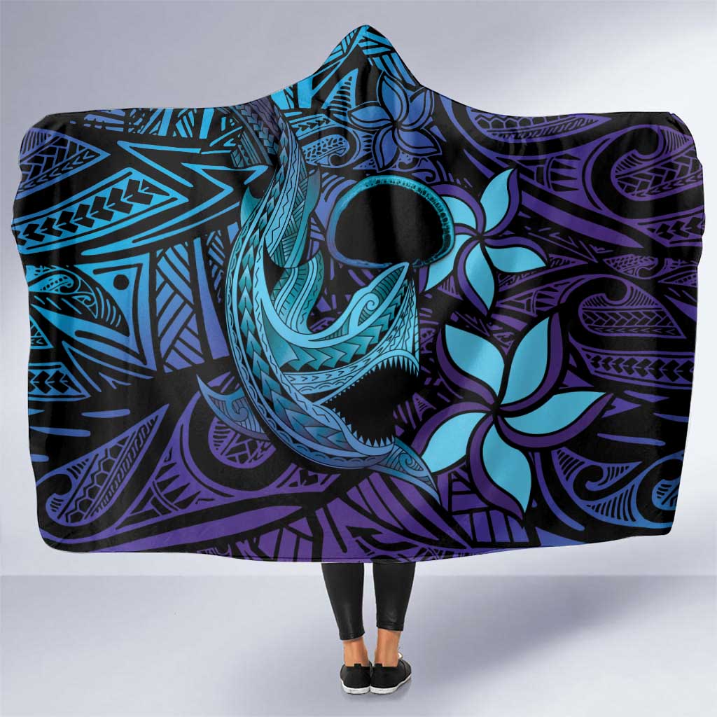 Nukuoro Atoll Hooded Blanket Polynesian Shark Tattoo Purple Gradient Vibes LT14 One Size Purple - Polynesian Pride
