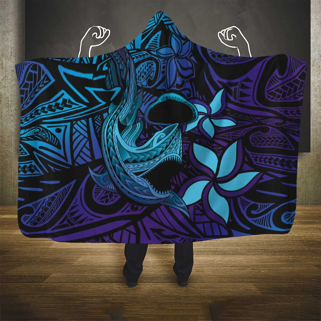 Nukuoro Atoll Hooded Blanket Polynesian Shark Tattoo Purple Gradient Vibes LT14 - Polynesian Pride