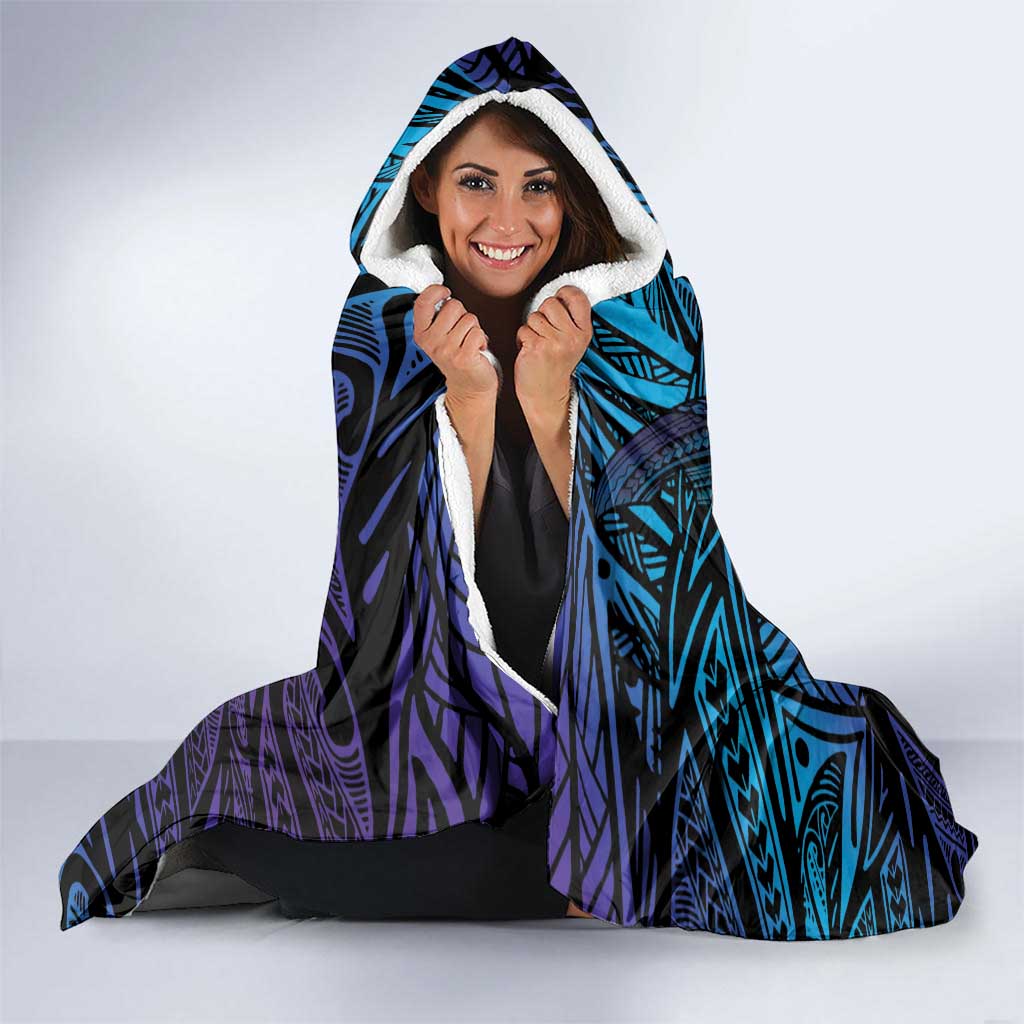 Nukuoro Atoll Hooded Blanket Polynesian Shark Tattoo Purple Gradient Vibes LT14 - Polynesian Pride