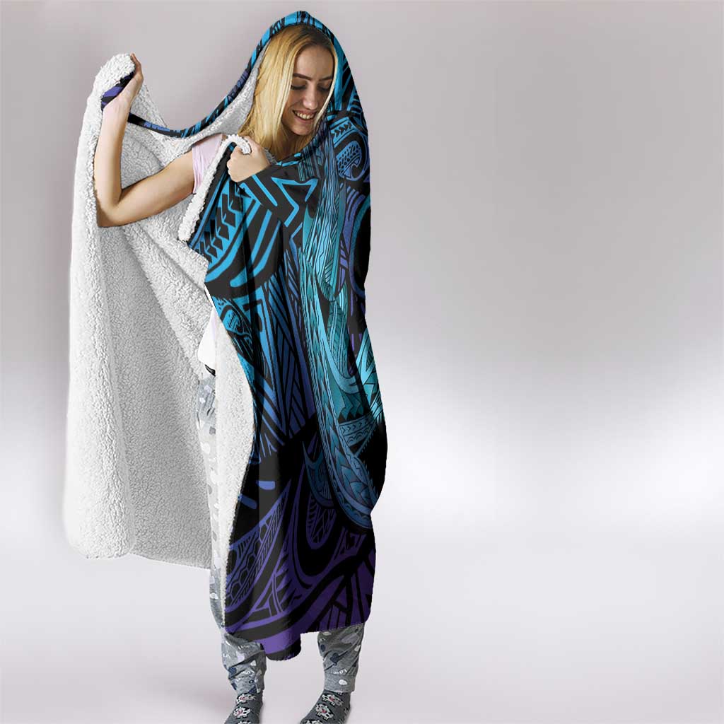 Nukuoro Atoll Hooded Blanket Polynesian Shark Tattoo Purple Gradient Vibes LT14 - Polynesian Pride