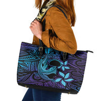 Nukuoro Atoll Leather Tote Bag Polynesian Shark Tattoo Purple Gradient Vibes LT14 Purple - Polynesian Pride