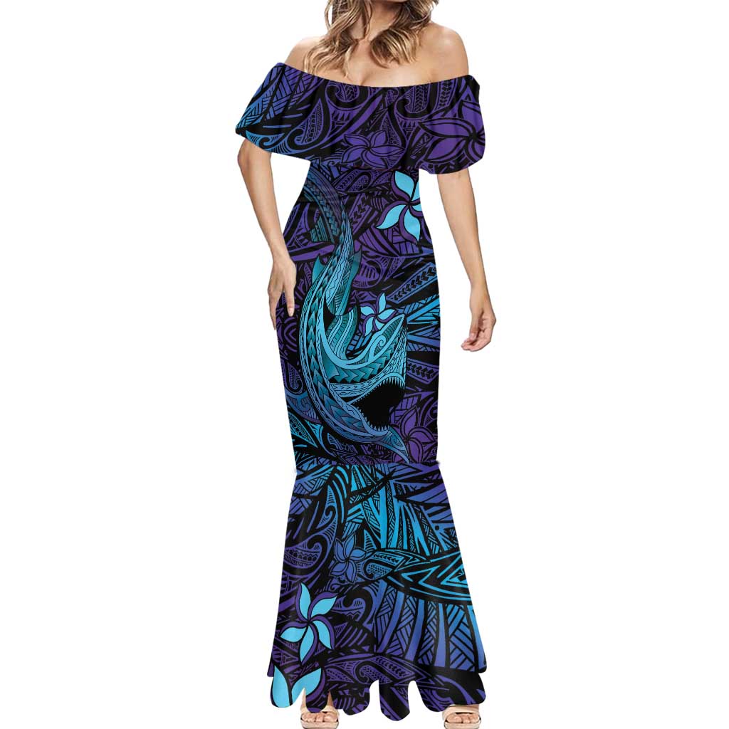 Nukuoro Atoll Mermaid Dress Polynesian Shark Tattoo Purple Gradient Vibes